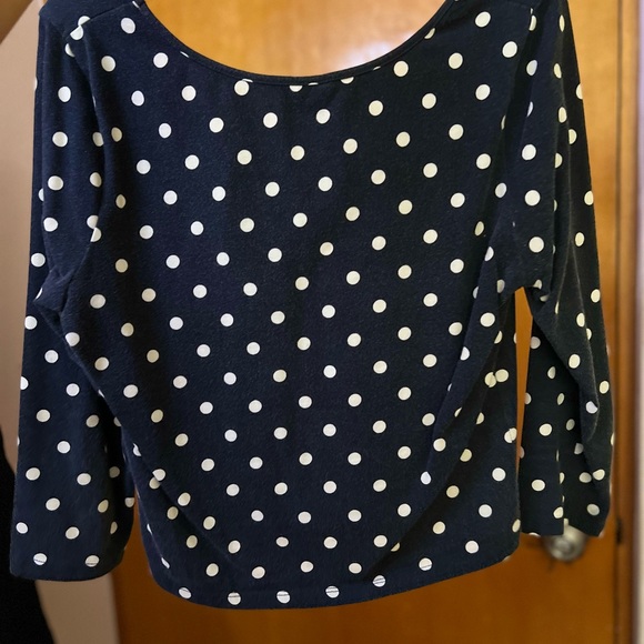 Long sleeve dark blue/white crop top - Picture 2 of 3